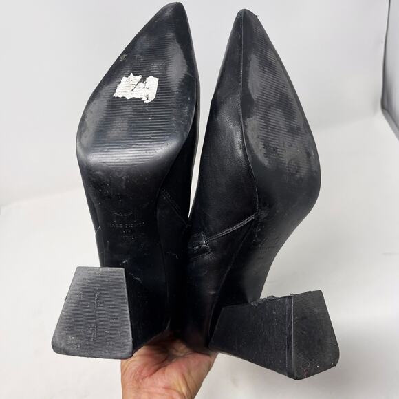 Marc Fisher Womens 9.5 Black Leather Kulika Booties Pointed Toe Wrap Block Heel - Picture 11 of 15